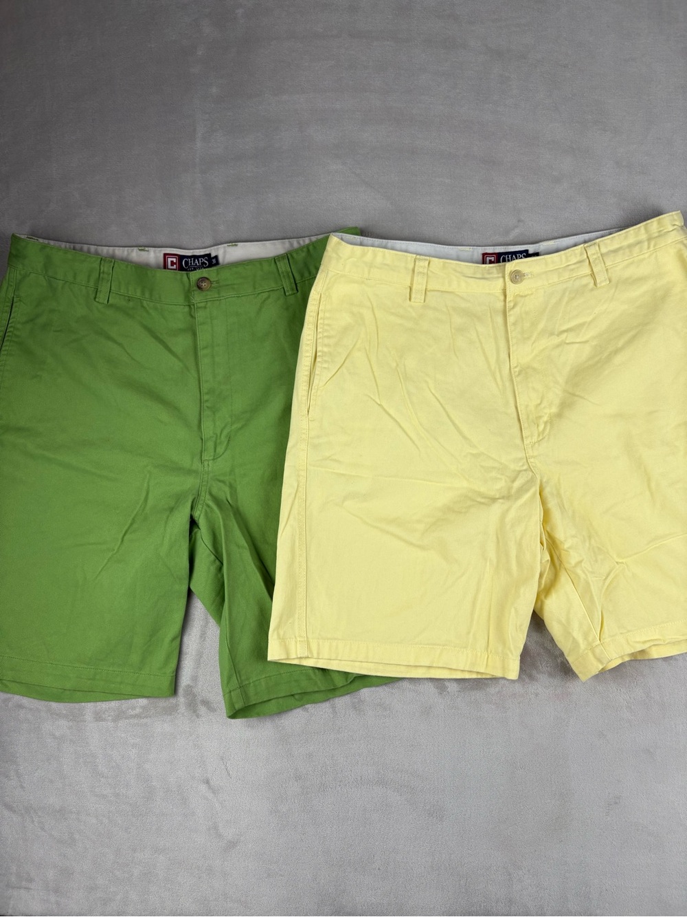 Chaps Men's Shorts Lot of 2 Size 36 Green Yellow Cotton Preppy Casual Flat Front